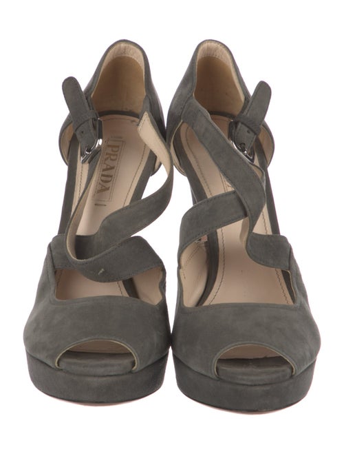 Prada Suede Cutout Accent Pumps