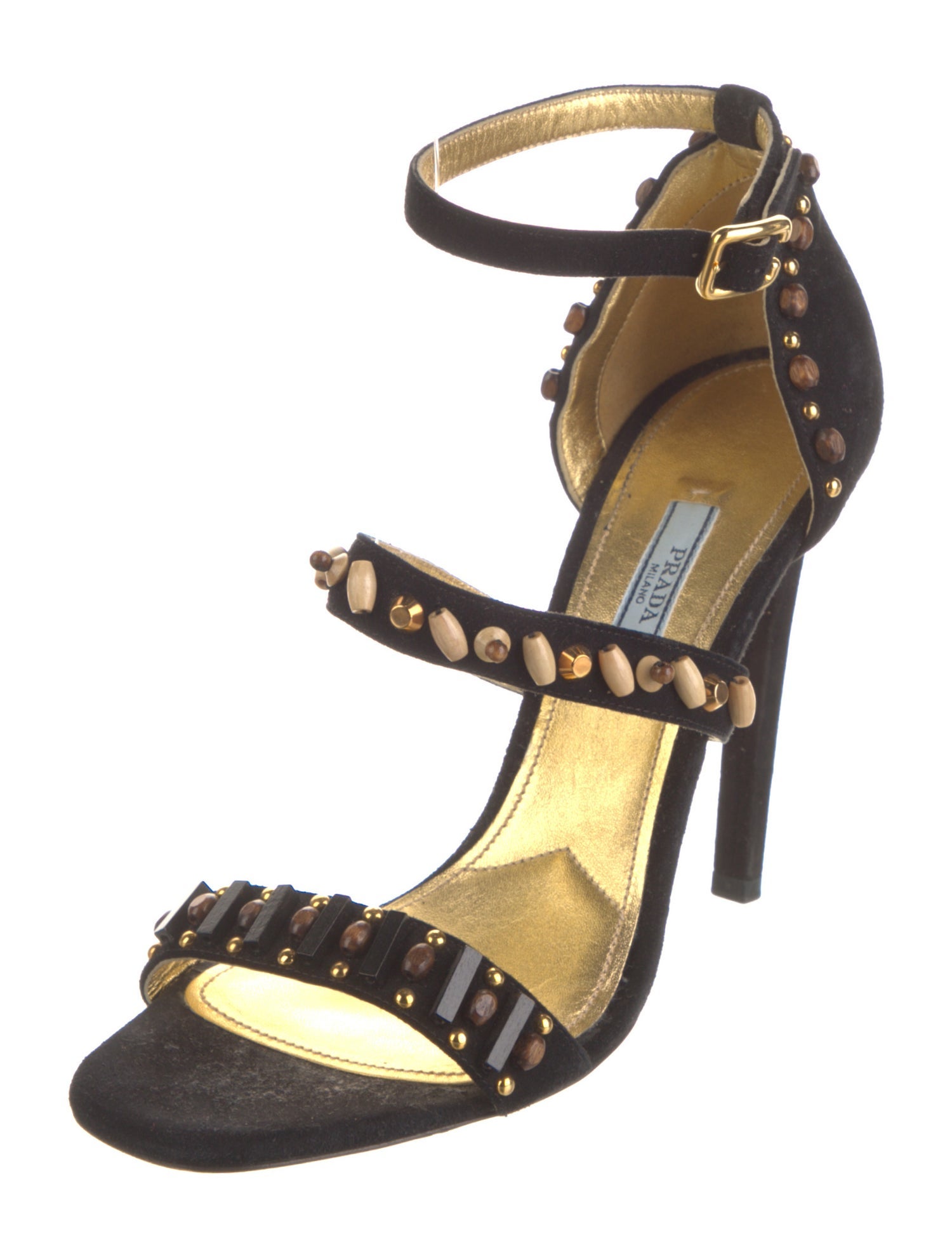 Prada Suede Studded Accents Sandals