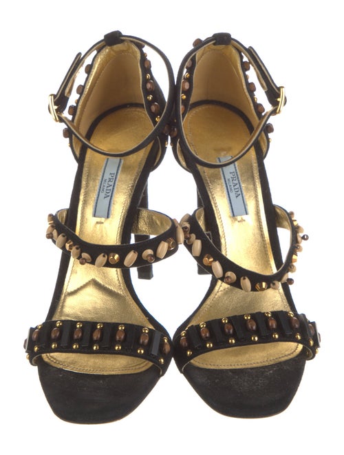 Prada Suede Studded Accents Sandals