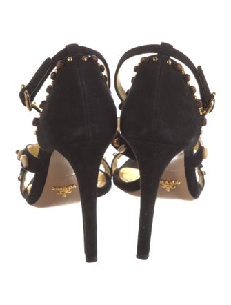 Prada Suede Studded Accents Sandals