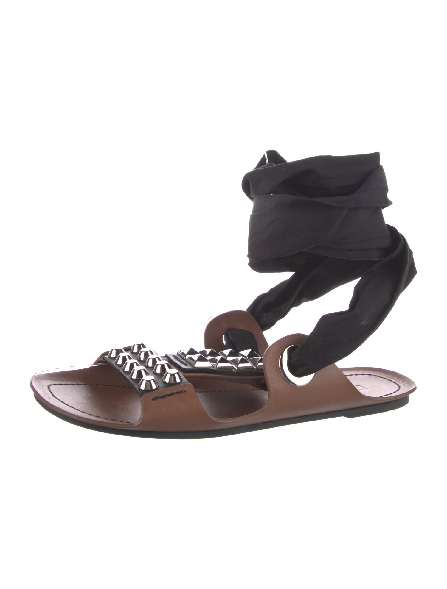 Prada Leather Studded Accents Gladiator Sandals