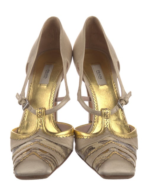 Prada Satin T-Strap Pumps
