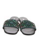 Prada Floral Print Crystal Embellishments Slides