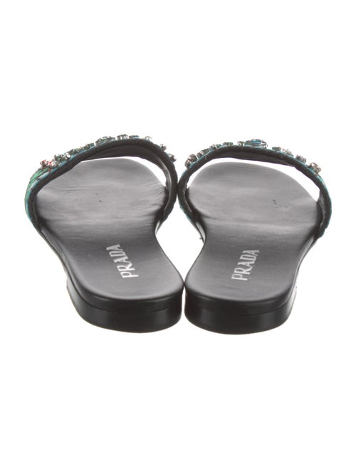 Prada Floral Print Crystal Embellishments Slides