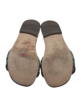 Prada Floral Print Crystal Embellishments Slides