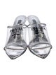 Prada Enameled Metal Triangle PVC Slides