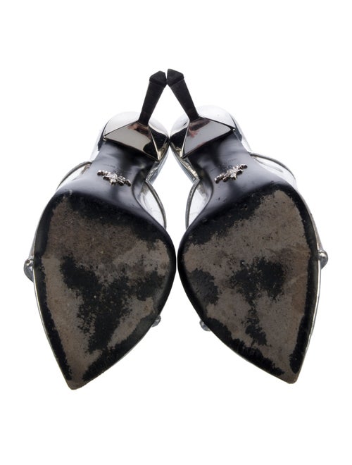 Prada Enameled Metal Triangle PVC Slides