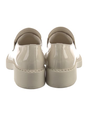 Prada Enameled Metal Triangle Patent Leather Oxfords