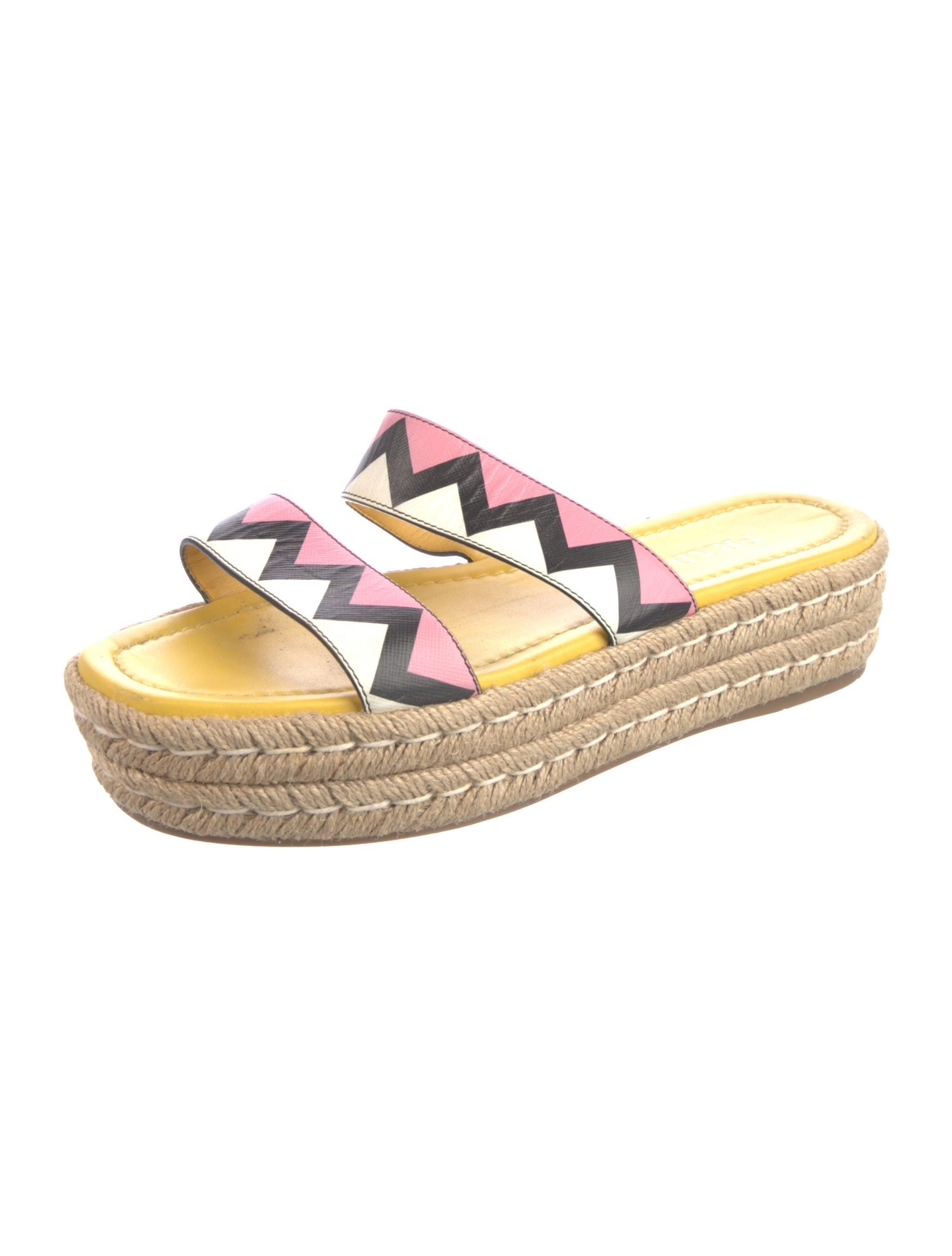 Prada Leather Striped Espadrilles