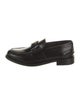Prada Enameled Metal Triangle Patent Leather Loafers