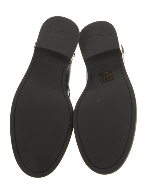 Prada Enameled Metal Triangle Patent Leather Loafers