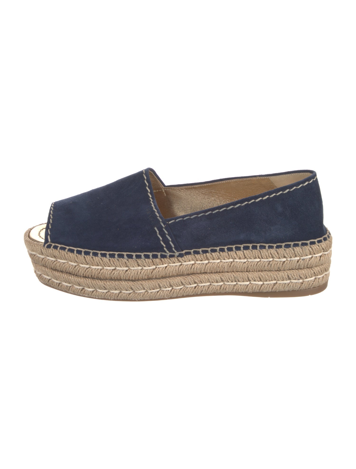 Prada Suede Whipstitch Trim Espadrilles