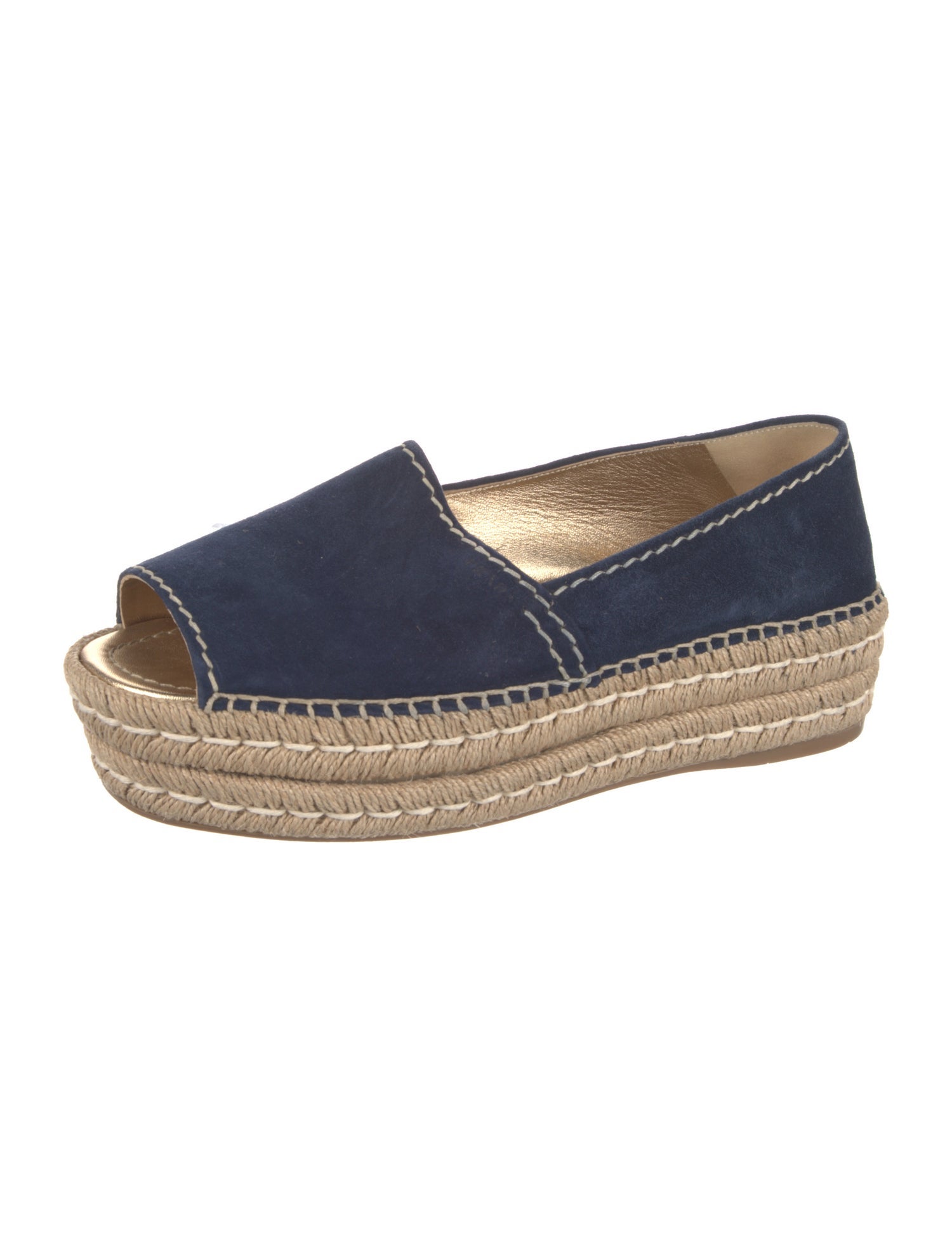 Prada Suede Whipstitch Trim Espadrilles