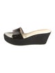 Prada Patent Leather Leather Trim Embellishment Slides