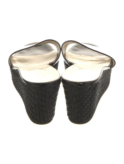 Prada Patent Leather Leather Trim Embellishment Slides