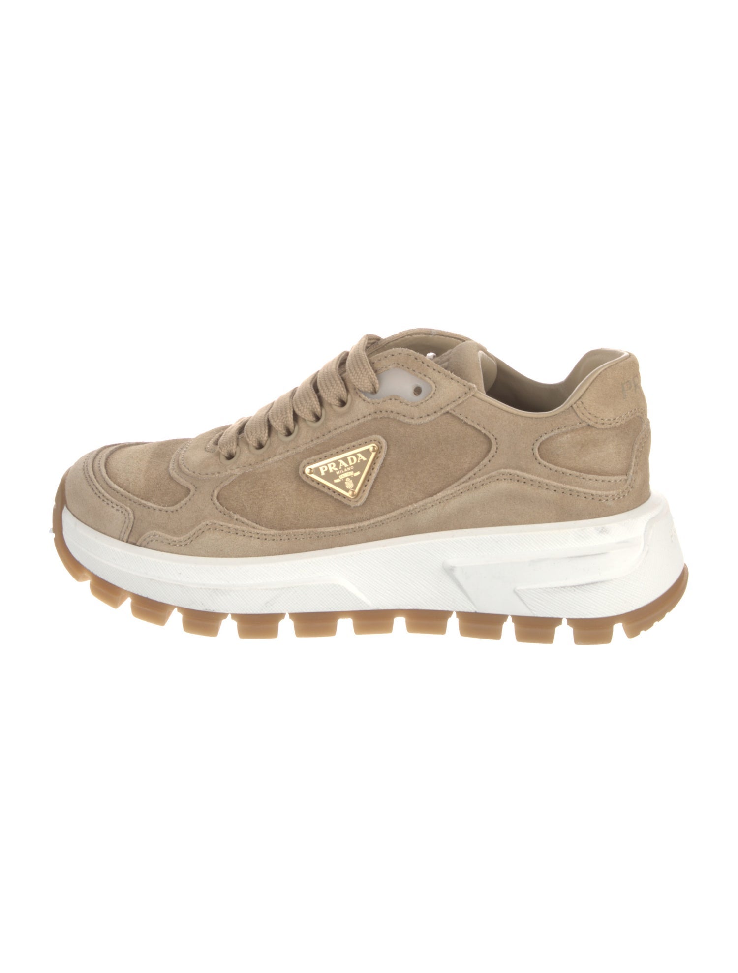 Prada Suede Colorblock Pattern Sneakers