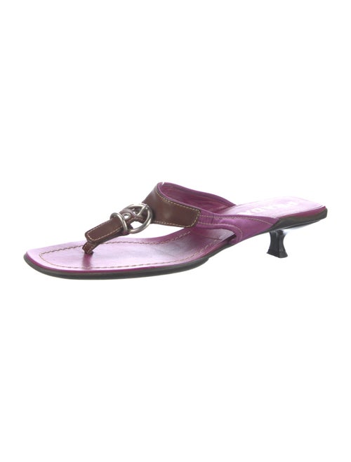 Prada Signature Logo Patent Leather T-Strap Sandals