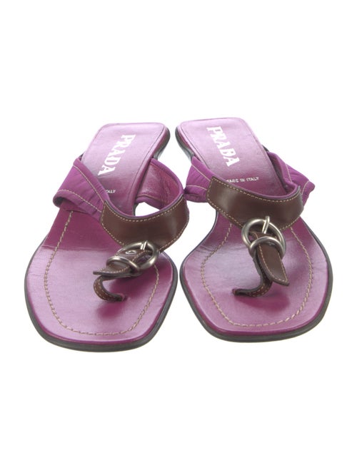 Prada Signature Logo Patent Leather T-Strap Sandals