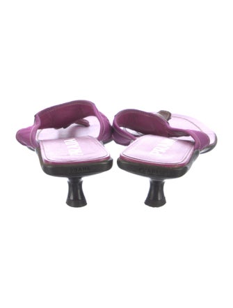 Prada Signature Logo Patent Leather T-Strap Sandals