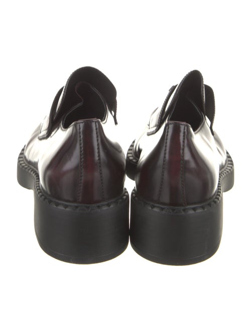 Prada Enameled Metal Triangle Patent Leather Oxfords