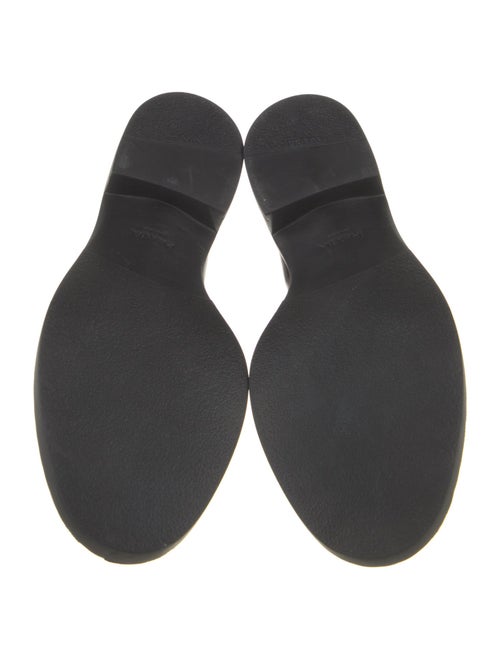 Prada Enameled Metal Triangle Patent Leather Oxfords