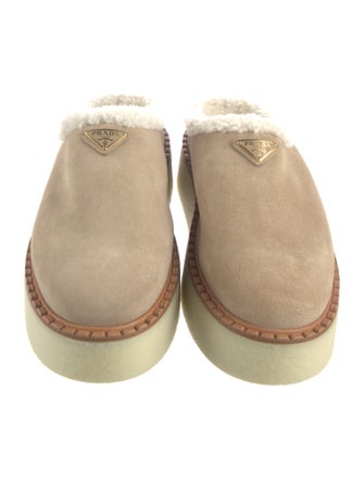 Prada Suede Fur Trim Mules