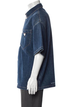 Prada 2021 Enameled Metal Triangle Denim Jacket