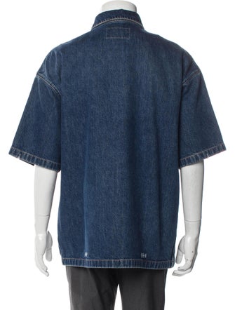 Prada 2021 Enameled Metal Triangle Denim Jacket