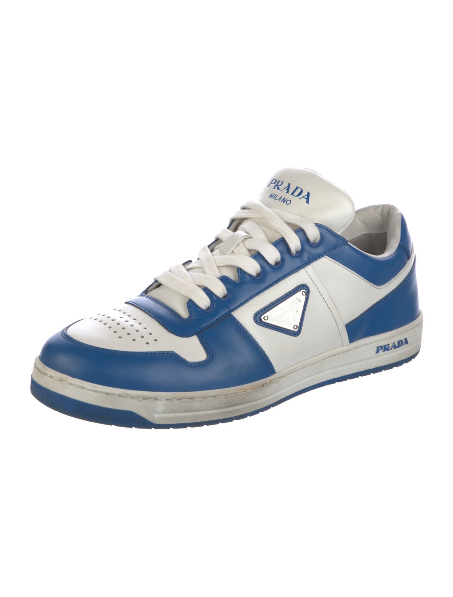 Prada Leather Colorblock Pattern Sneakers