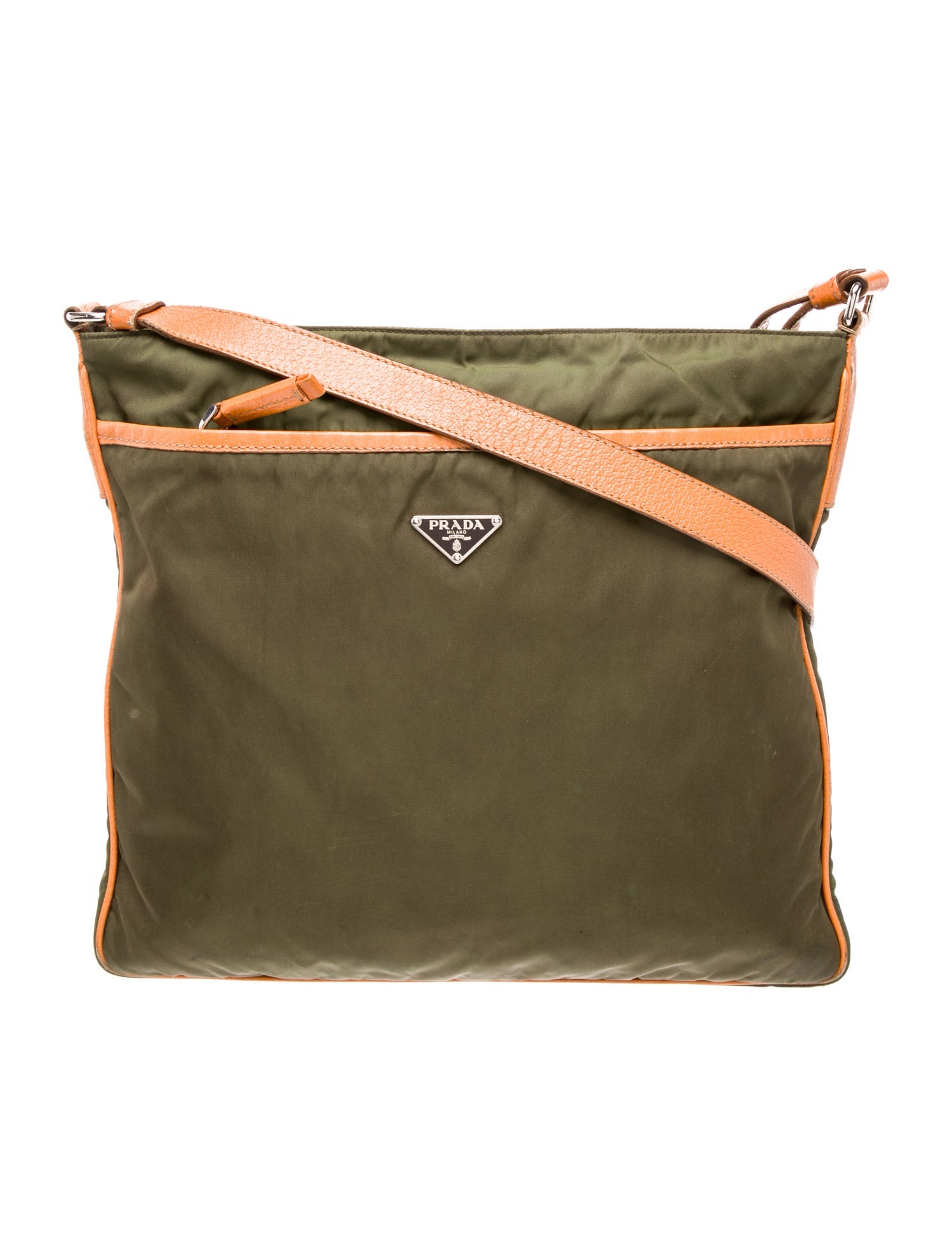 Prada Enameled Metal Triangle Messenger Bag