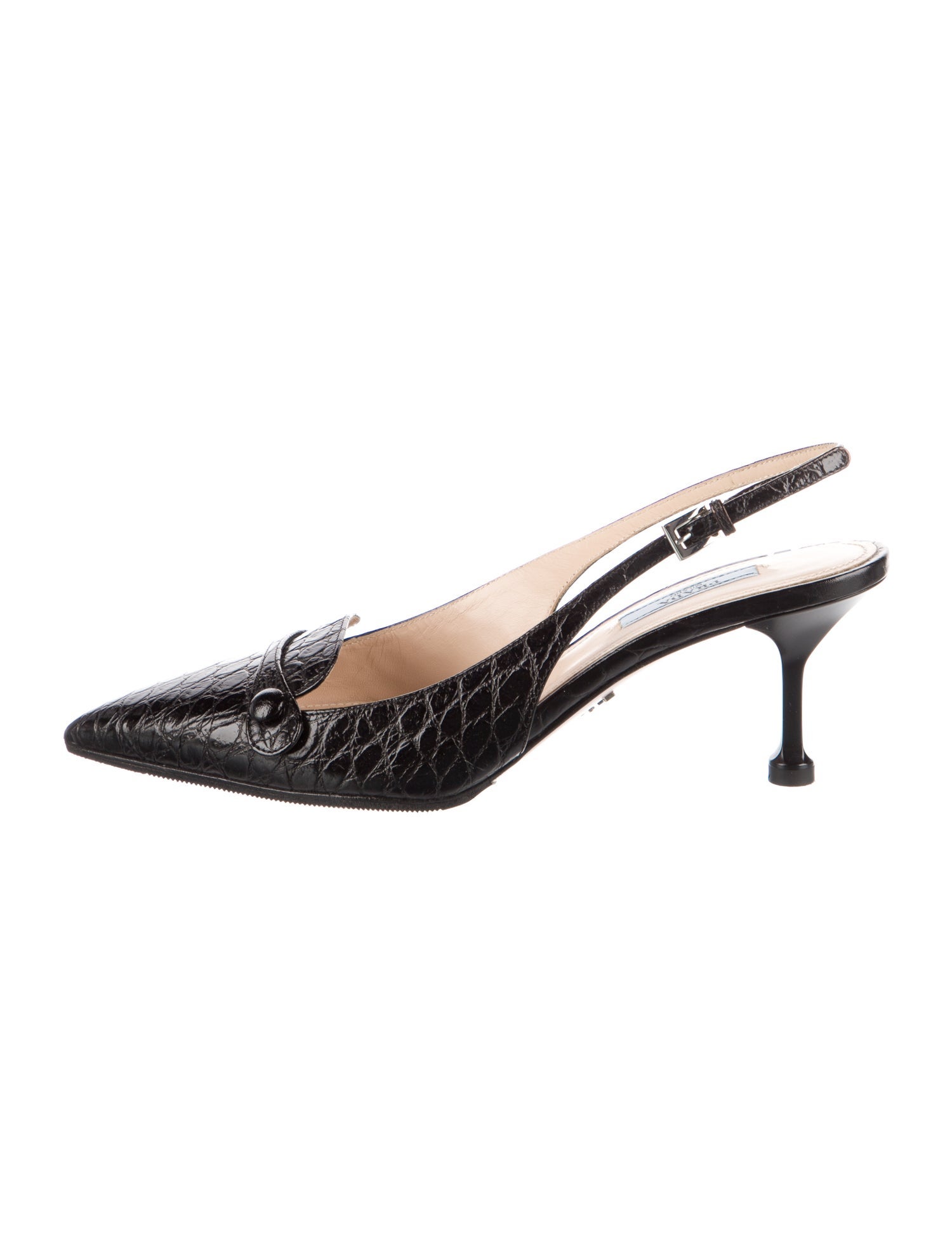 Prada Crocodile Animal Print Slingback Pumps