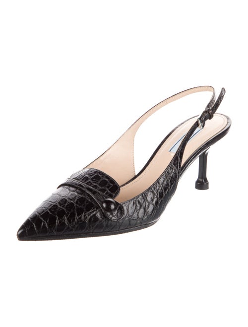 Prada Crocodile Animal Print Slingback Pumps