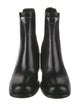 Prada Enameled Metal Triangle Leather Chelsea Boots