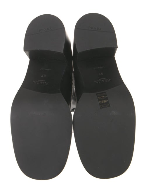 Prada Enameled Metal Triangle Leather Chelsea Boots