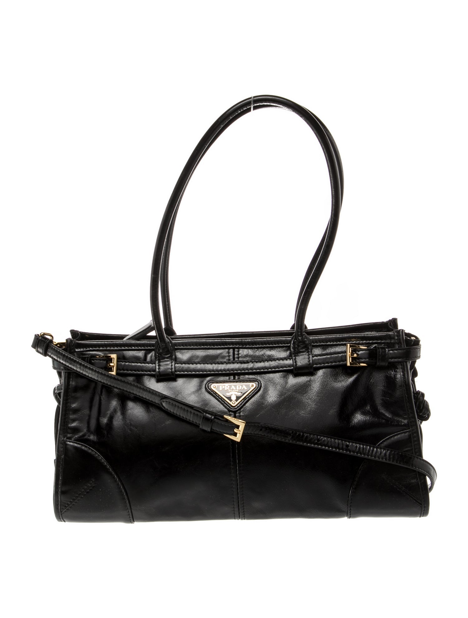 Prada Enameled Metal Triangle Bonnie Medium