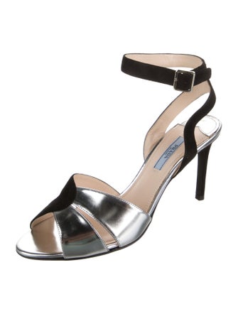 Prada Leather Colorblock Pattern Slingback Pumps