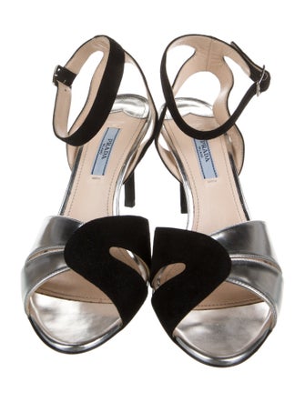 Prada Leather Colorblock Pattern Slingback Pumps