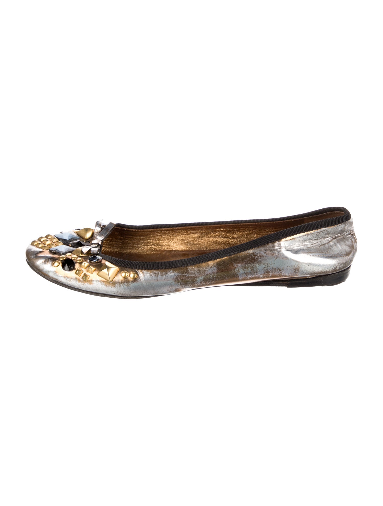 Prada Leather Bow Accents Ballet Flats