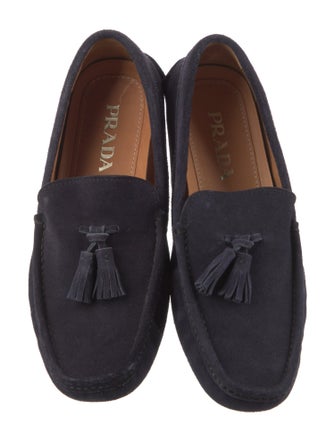 Prada Suede Tassel Accents Moccasins