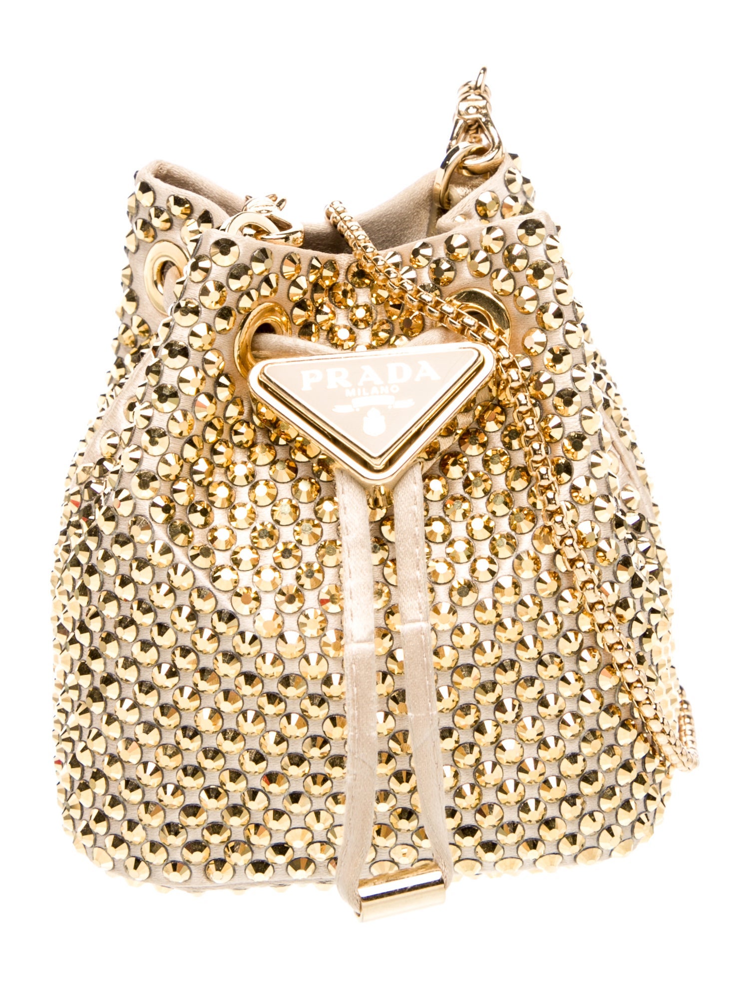 Prada Enameled Metal Triangle Tote