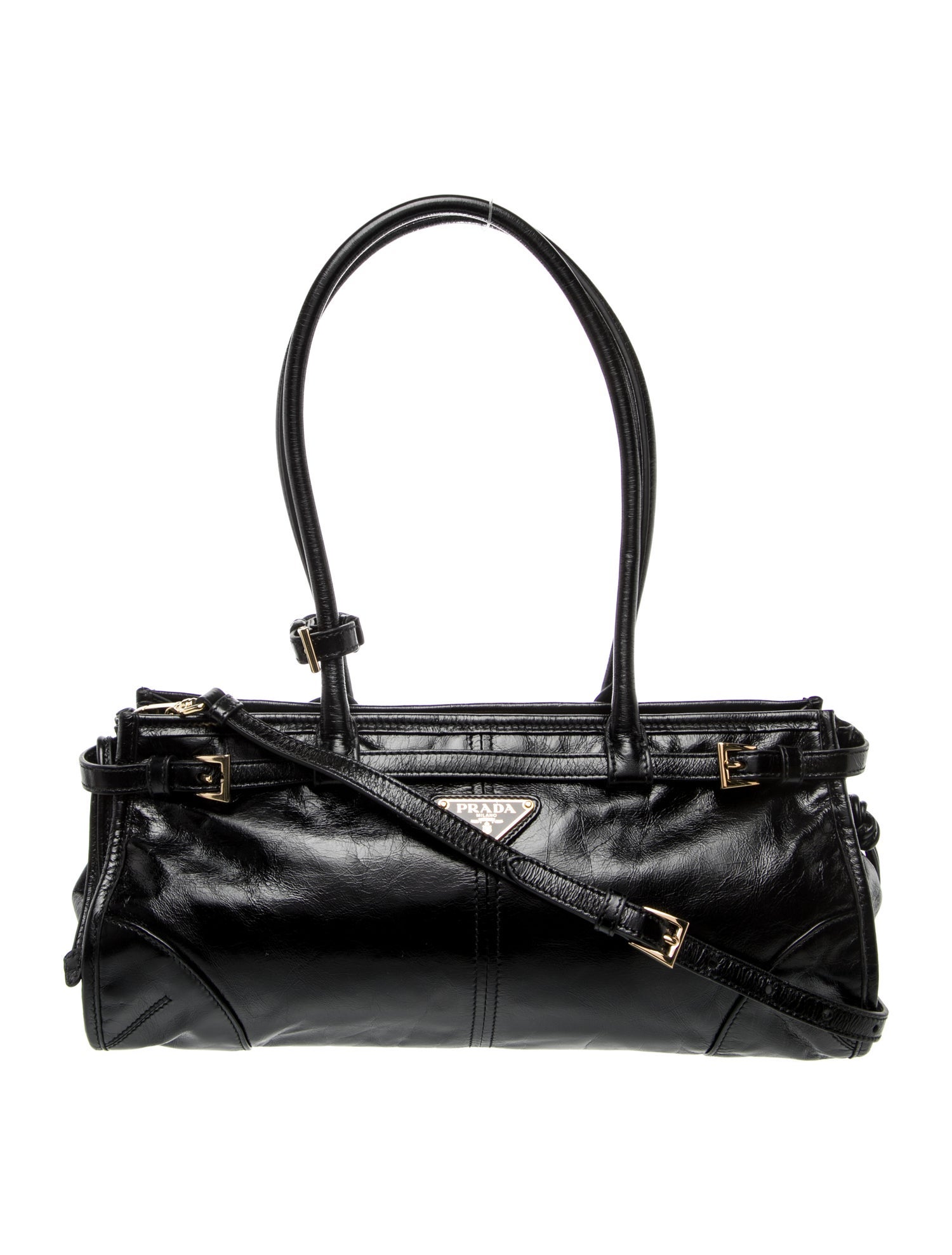 Prada Enameled Metal Triangle Bonnie Medium