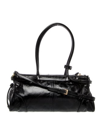 Prada Enameled Metal Triangle Bonnie Medium