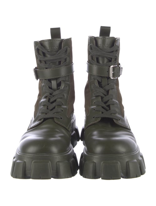 Prada Tessuto Nylon Leather Lace-Up Boots