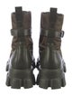 Prada Tessuto Nylon Leather Lace-Up Boots