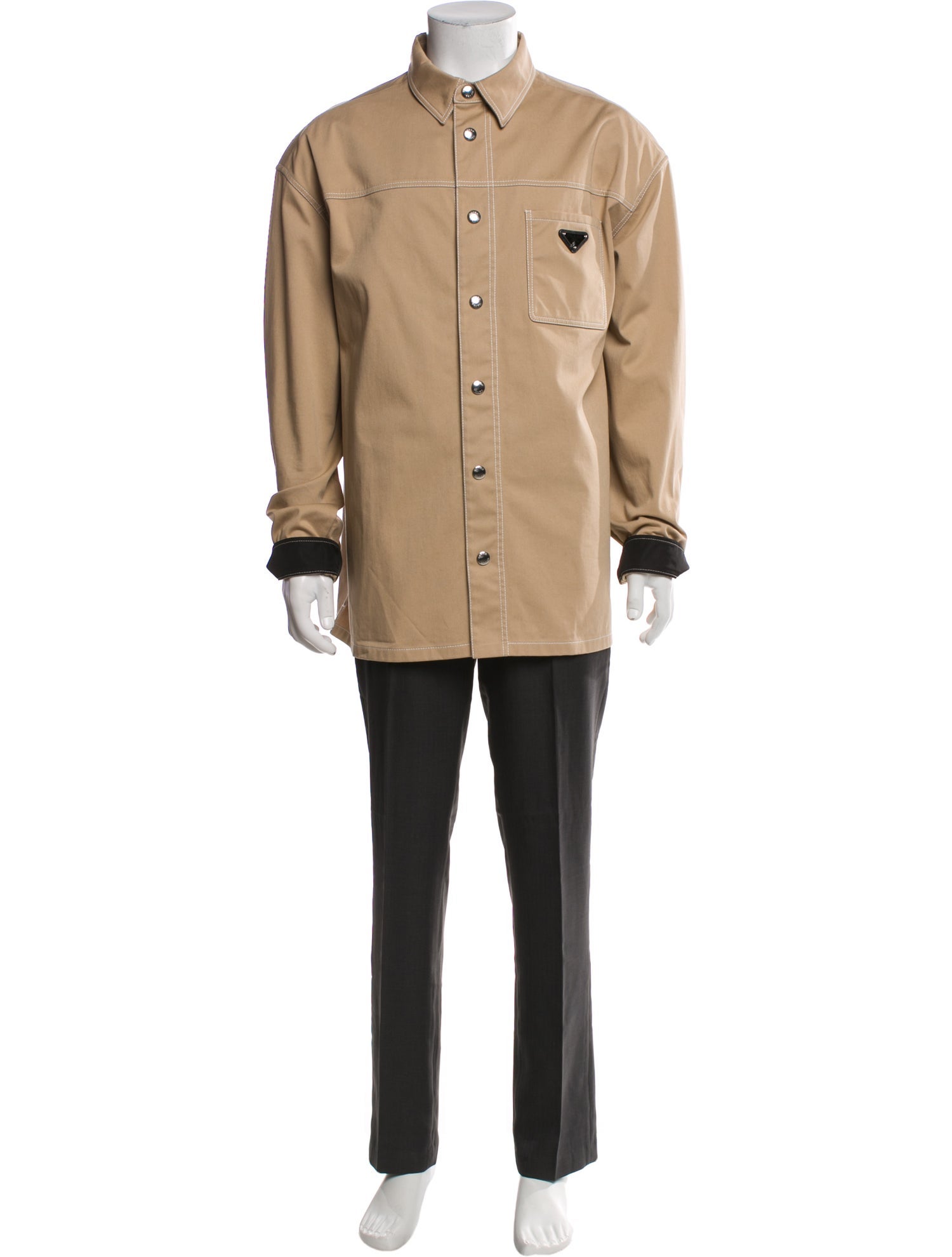 Prada 2023 Enameled Metal Triangle Trench Coat