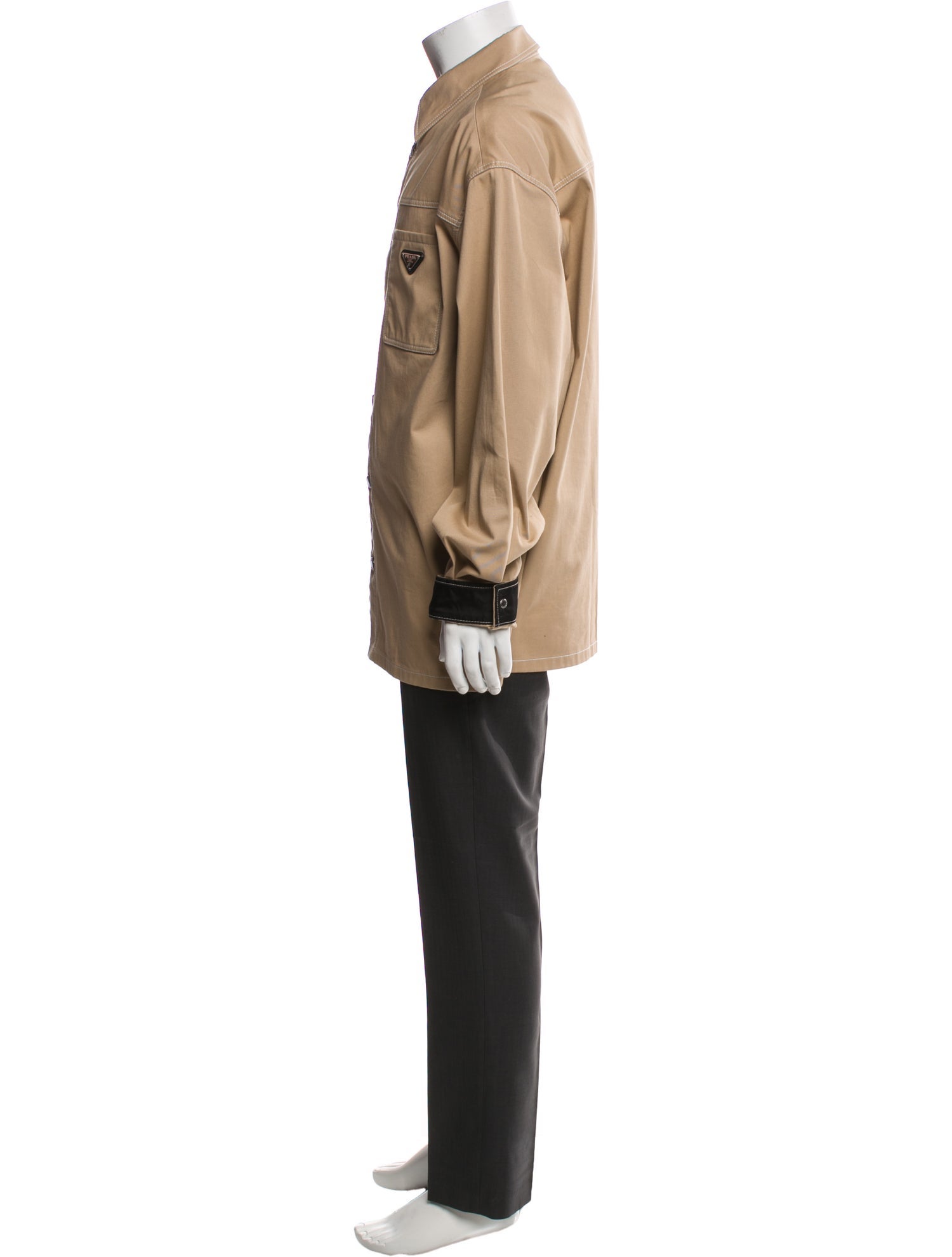 Prada 2023 Enameled Metal Triangle Trench Coat