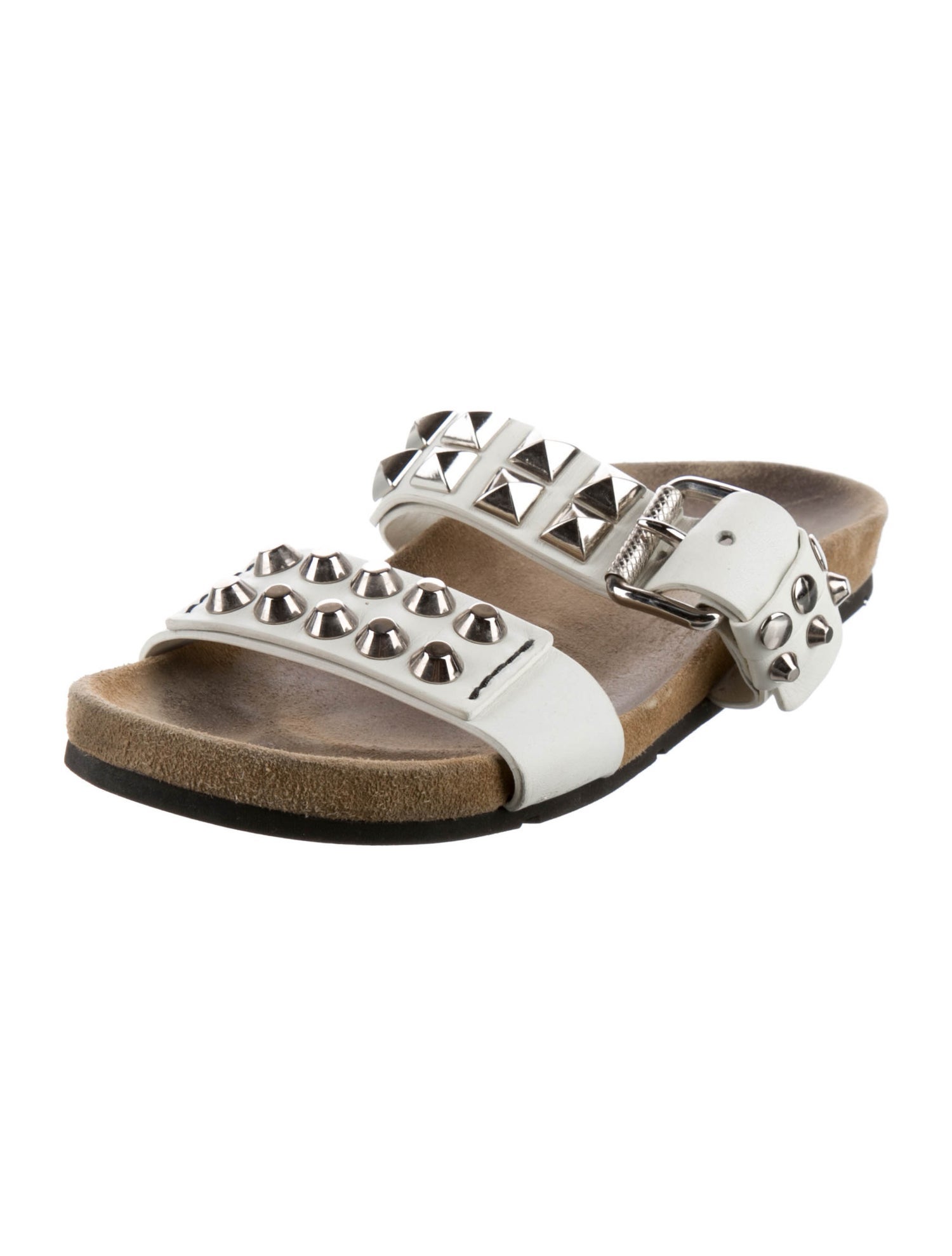 Prada Leather Studded Accents Slides