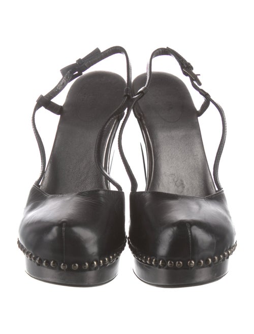 Prada Leather Cutout Accent Slingback Pumps