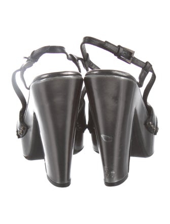 Prada Leather Cutout Accent Slingback Pumps