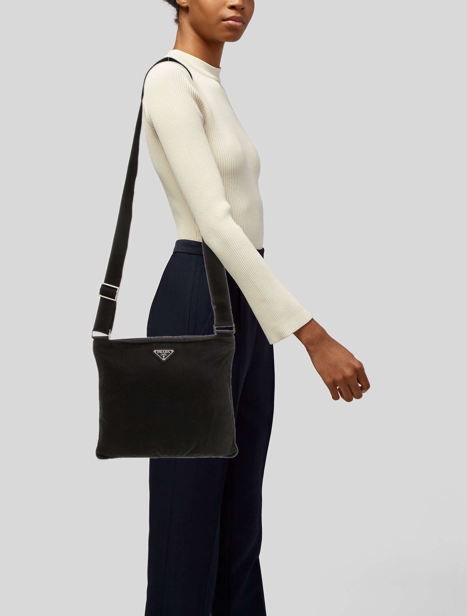 Prada Enameled Metal Triangle Portfolio